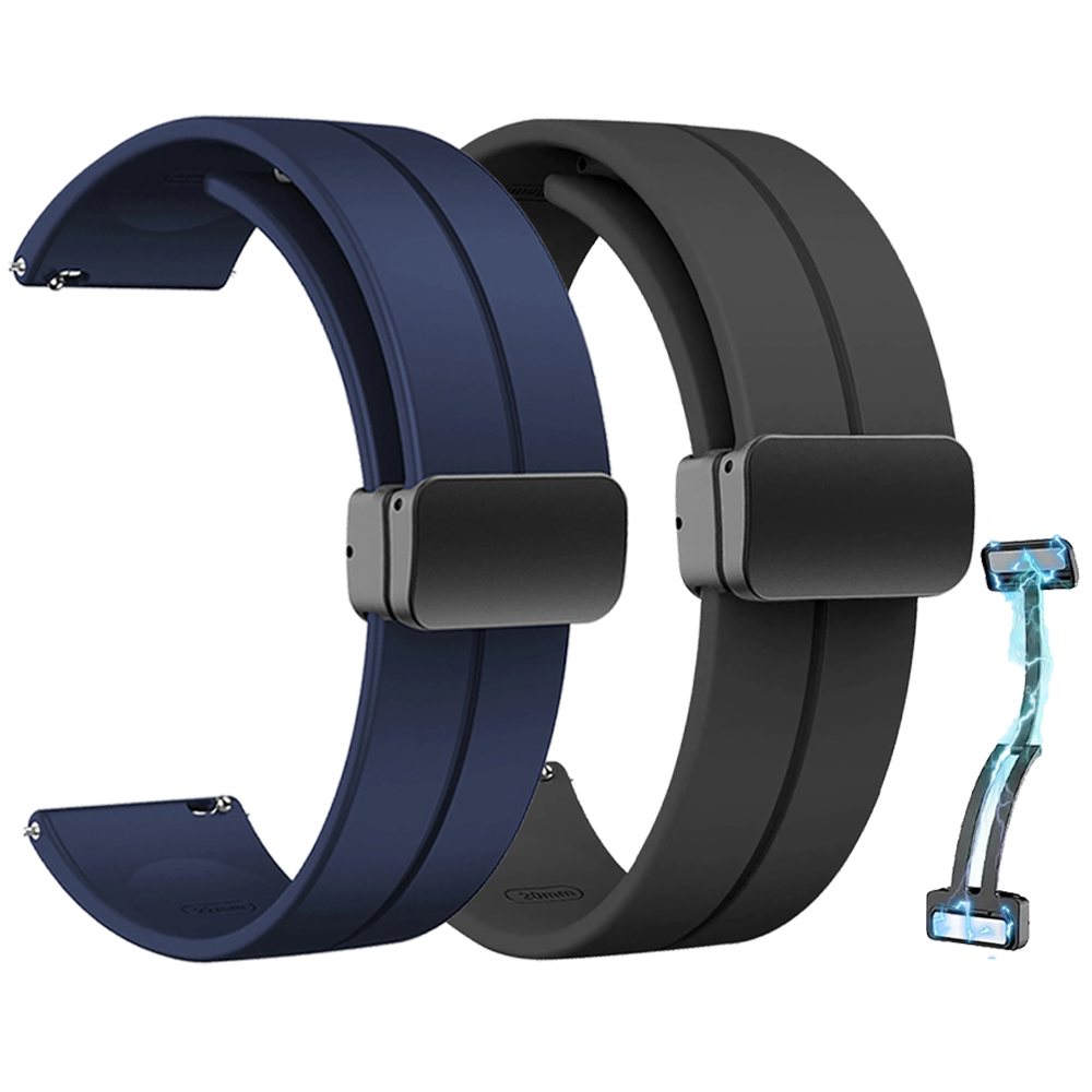 Magnetic Folding Buckle Strap for HUAWEI Watch GT 5/4 Pro 46mm Band GT2 SE 3 42mm Samsung Galaxy Watch 7/6/5/4 Rubber Bracelets