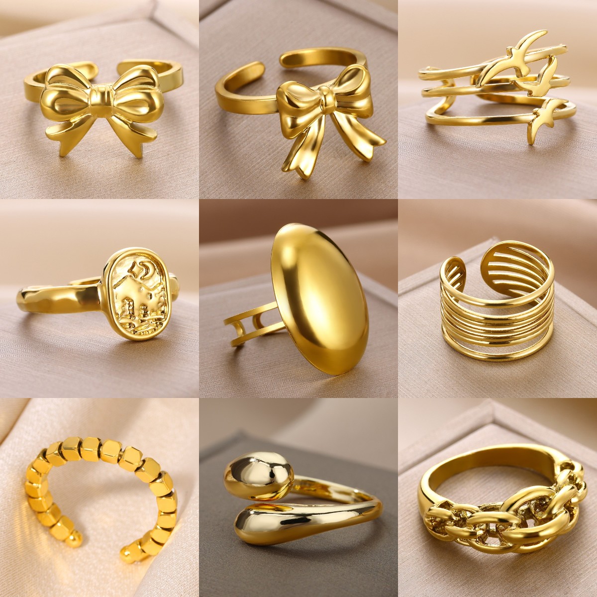 Exquisite Stainless Steel Butterfly Open Rings 18K Gold-Plated Wide Round Rings Classic Elegant Party Jewlery Free shipping pen gpt
