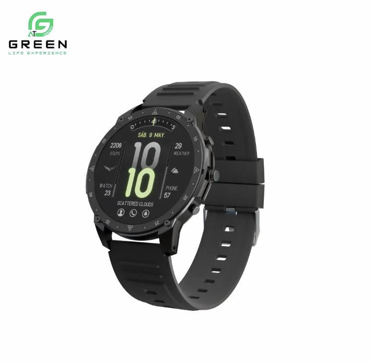 Green Vortex Metallic Fitness Smartwatch 1.43” super amoled display Bluetooth Calling l IP67 water resistance 123 modes Luxury sporty design 30 days stand by back up