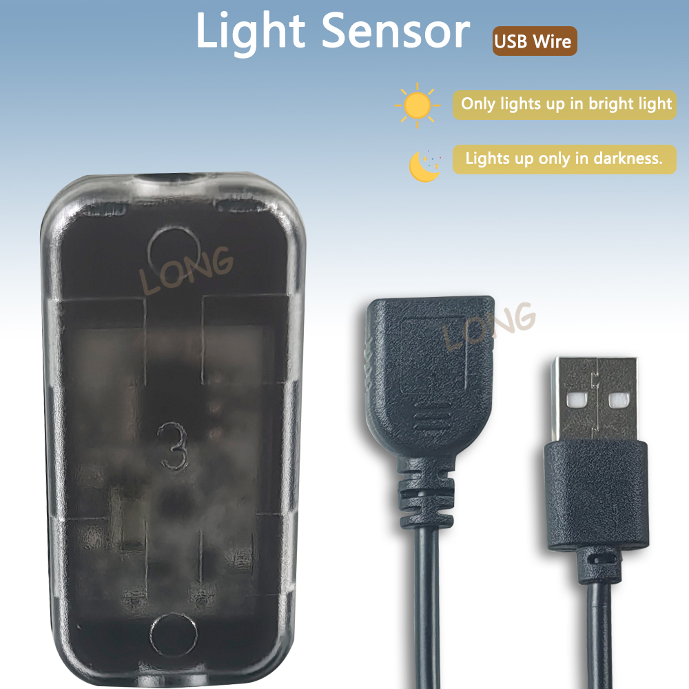 USB Light Sensor Switch, 5V Photocell Sensor,Auto On Off Light Control Switch,5A High Power,Day Off Night On for LED Strip Light