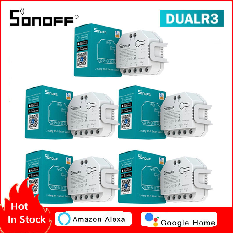SONOFF DUAL R3 2 Gang Smart Relay Module DIY MINI Smart Switch Power Metering Smart Home Control Via EWeLink Alexa Home