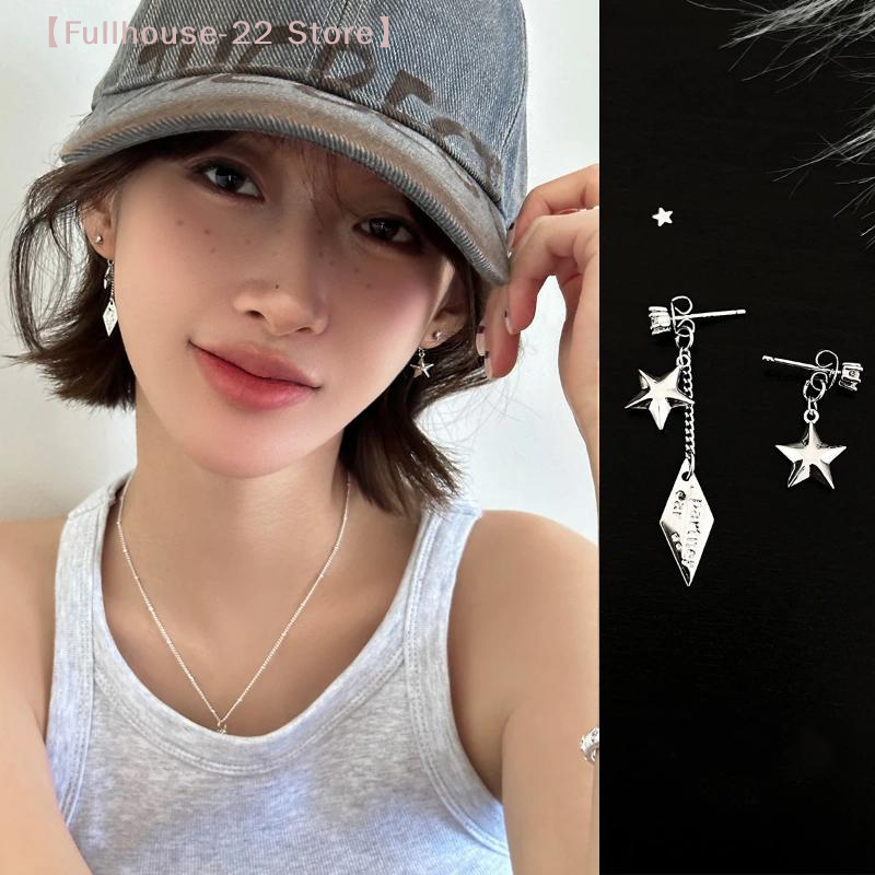 【MAX-22】1Pair Asymmetry Star Tassel Earrings Y2K Irregular Pentagram Earrings For Women Girls Party Trendy Jewelry