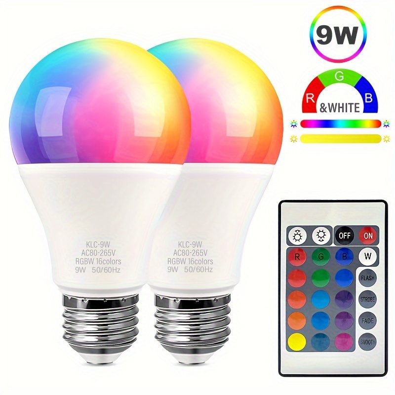16 Colors RGB Bulb LED Multicolor Bulb E27 220V Household Lighting Dimmable 24 Key Remote Control Smart Lamp Atmosphere Light