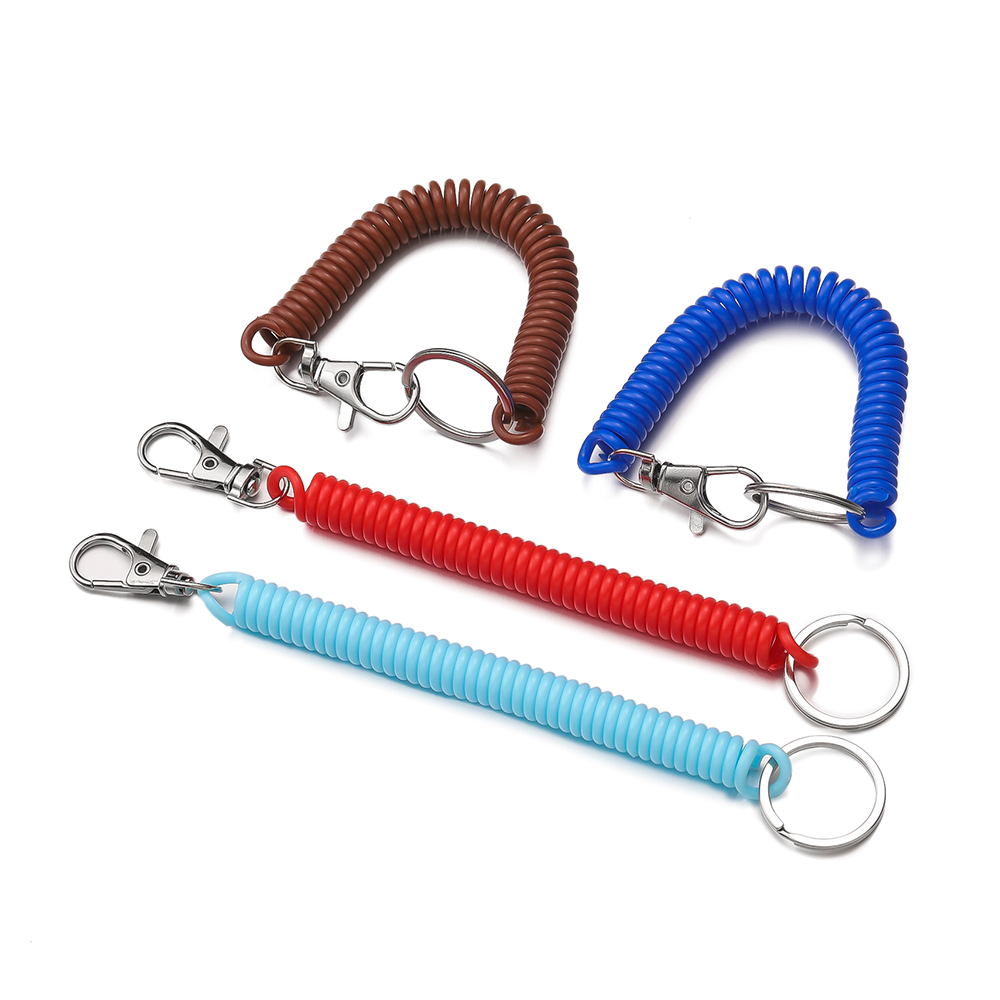 1pc Plastic Stretchy Elastic Retractable Keychain Wrist Spring Coil Spiral Stretch Lanyard Key Chain Keyring Key Holder