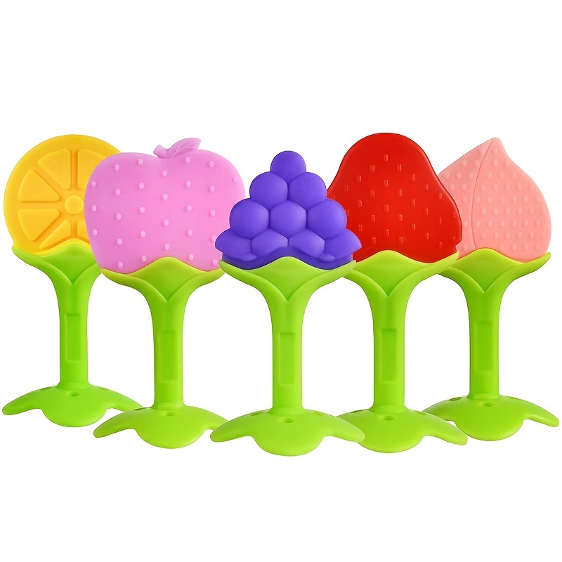 5pcs/1pc Strawberry Fruit Teether, Silicone Baby Teether, Stocking Stuffers Gift