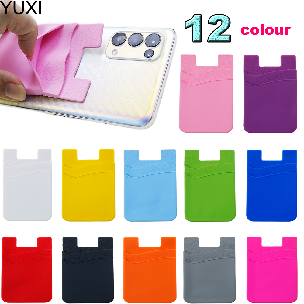 YUXI 1PC Hot Sale Phone Card Holder Silicone Mobile Phone Back Card Holder Elastic Wallet Stick On Adhesive Cash ID Soft