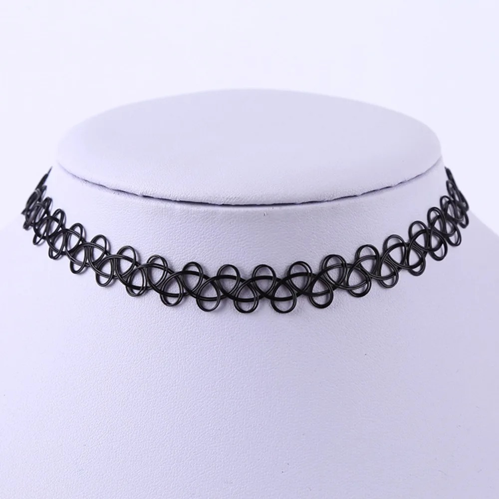 1pc Mixed Color Tattoo Rainbow Chokers Vintage Gothic Punk Elastic Necklace Women Jewelry