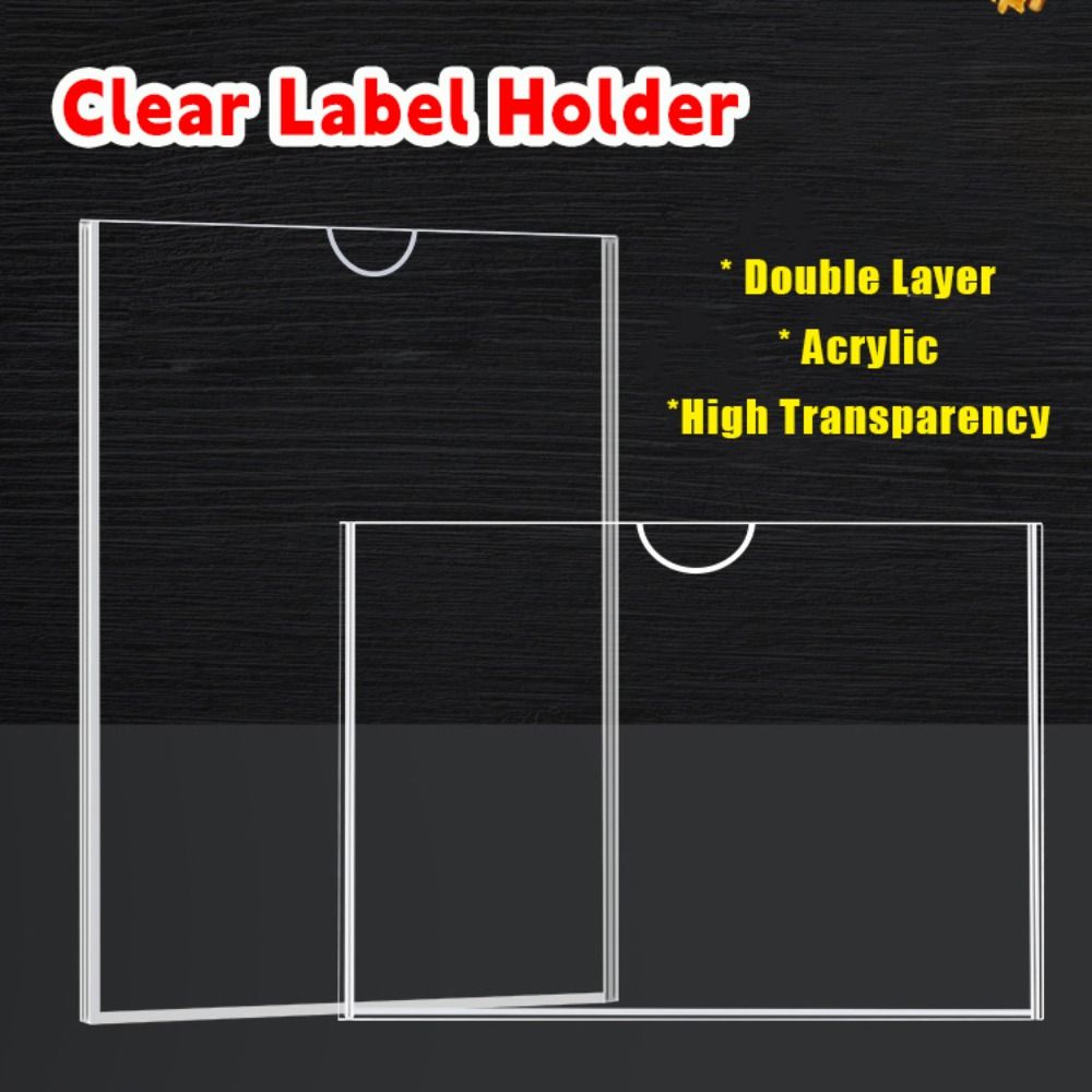 High Quality Acrylic Label Holder Self-Adhesive Double Layer Card Holder Clear Multifunctional Sign Holder Supermarket