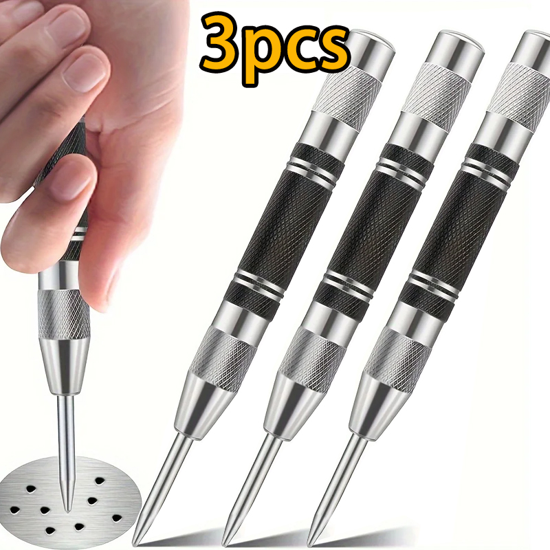 1/3pcs Heavy Duty Automatic Center Punch, 5'' Premium Steel, Spring Loaded, Adjustable- For Metal, Plastics, Wood Precision Tool