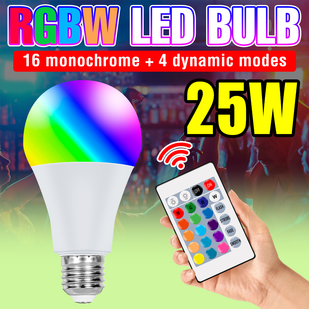 25W LED RGB Bulb E27/E26 Lamp 220V IR Remote Control Colorful Smart Light Bulb 110V For Home Bedroom Party Decora 5W 10W 15W 20W lightify