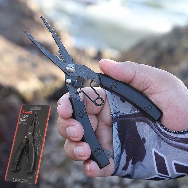 Convenient Stainless Steel Fishing Pliers with Non-Slip Handle and Hook Remover - Durable and Multifunctional Fishing Scissors