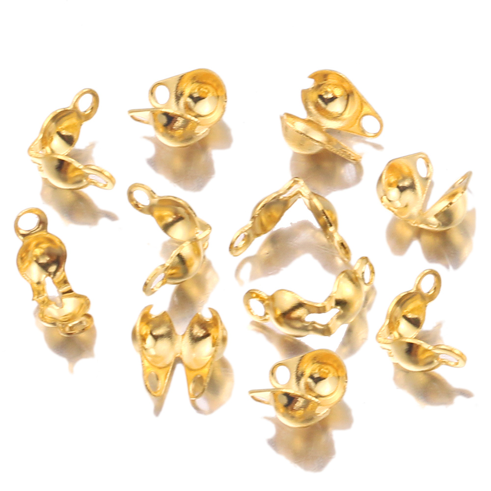 50pcs/lot Connector Clasp Fitting Stainless Steel Ball Chain Calotte End Crimps Beads Connector for DIY Jewelry Making Supplie