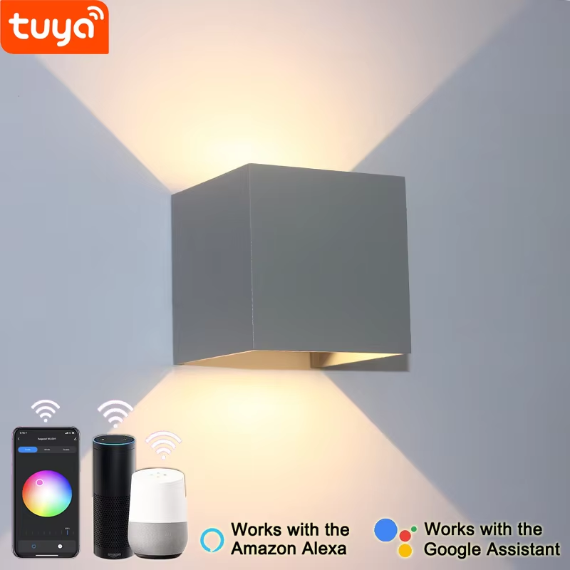 Tuya Smart WiFi LED Wall Lamp 9W RGBW Dimmable Indoor Outdoor Waterproof Sconce Works Alexa Assistant
