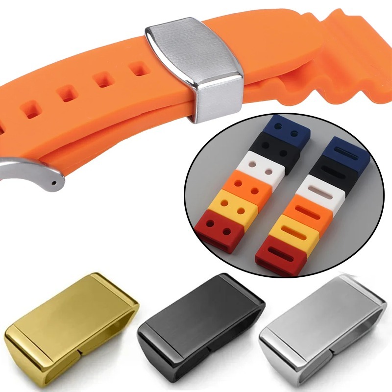 18mm 20mm 22mm 24mm Metal Steel Silicone Loop Locker Ring Buckle Watches Bands Keeper for DW5600/6900/9052 GA2100 DW-5610 GG1000