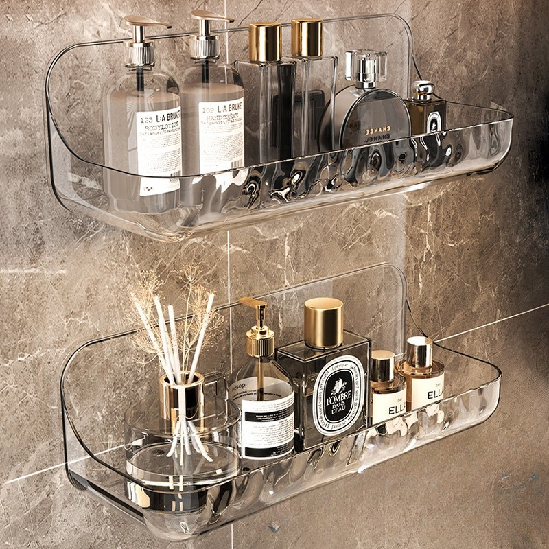 Non Perforated Bathroom Wall Mounted Storage Rack. Toilet Vanity Cosmetic Shelf. Kitchen Storage Rack,Modern Simplicity