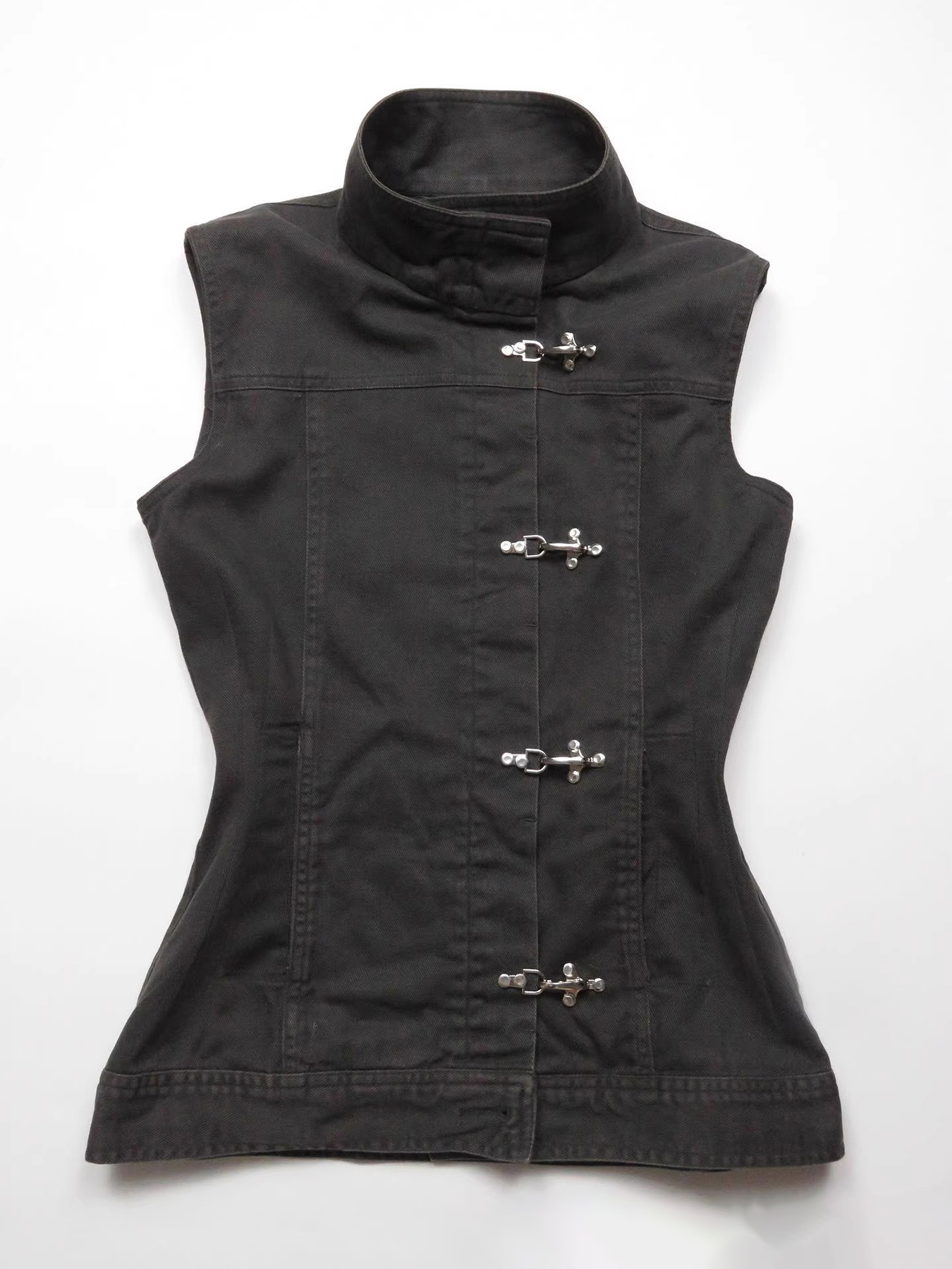New Chinese Retro Korean Style Design Single Row Button Stand-Up Collar Sleeveless Sweet & Cool Women's Vest Top