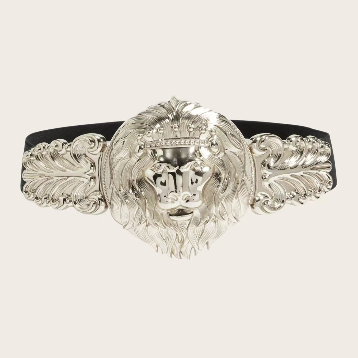 New Big Lion Head Metal Belt Super Exaggerate Wide Luxury Gold and Silver Strechy Waistband Party Accessory for s