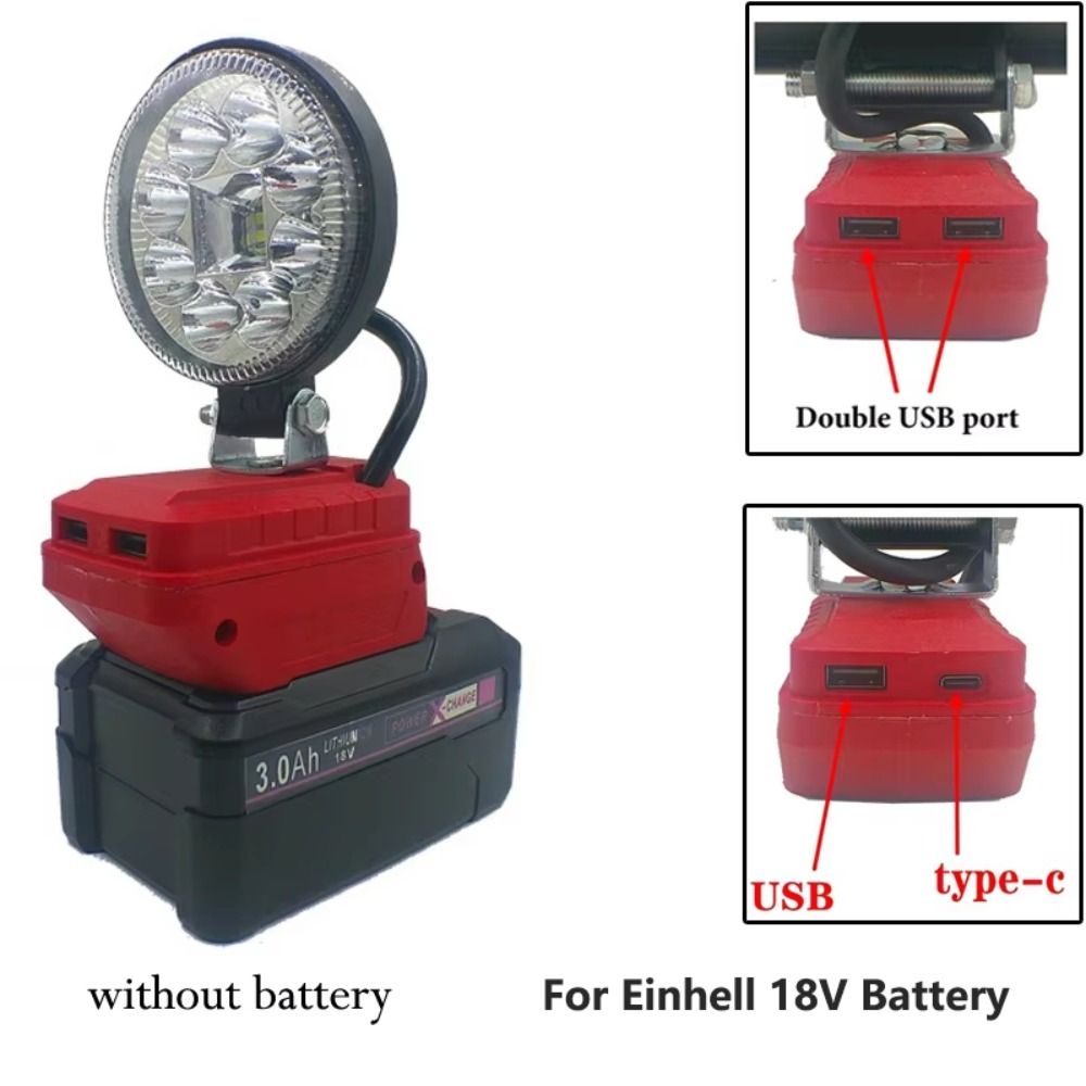 Power Tool Parts LED Work Light Universal High Brightness Portable Work Lights Adjustable Durable for Einhell 18V Battery