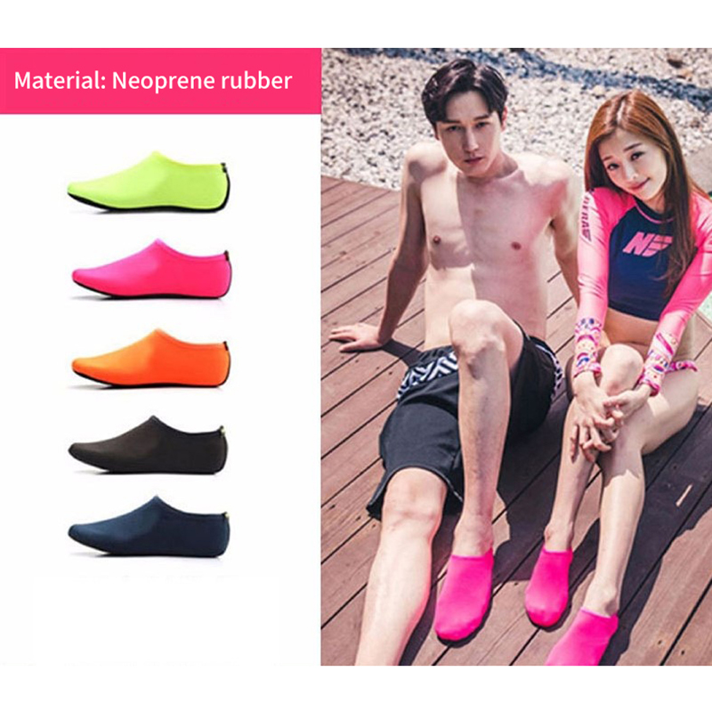 1 pair Barefoot Quick-Dry Aqua Socks Unisex Swimming Non-Slip Snorkeling Deep Diving Warm Waterproof Beach Socks Shoes