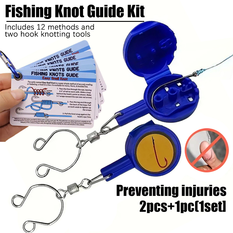 1set Fishing Hook Knotting Guide Includes 12 Knot-tying Methods and 2 Hand-friendly Tools Outdoor Fishing Multifunctional