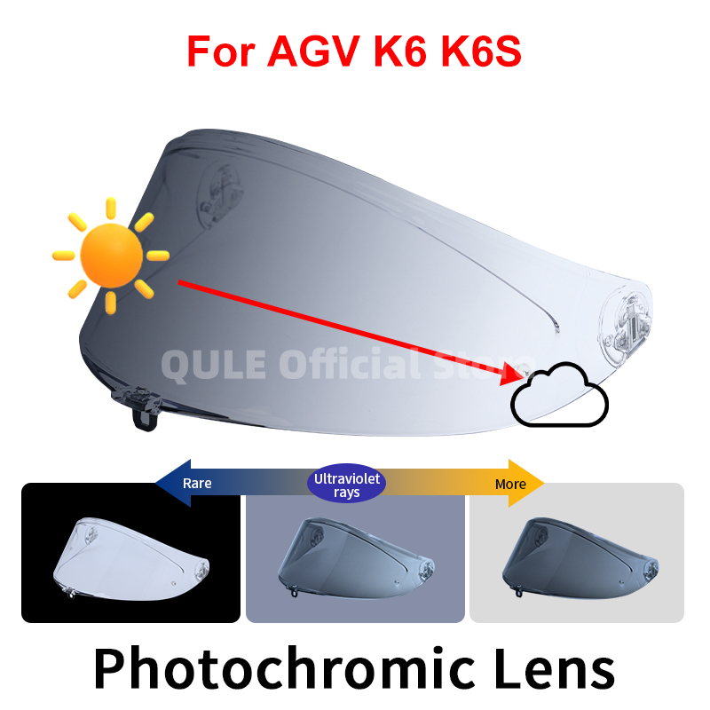 Photochromic Visor for AGV K6 K6s Helmet Glasses Screen Shield Windshield Accessories Parts Autochromic lens