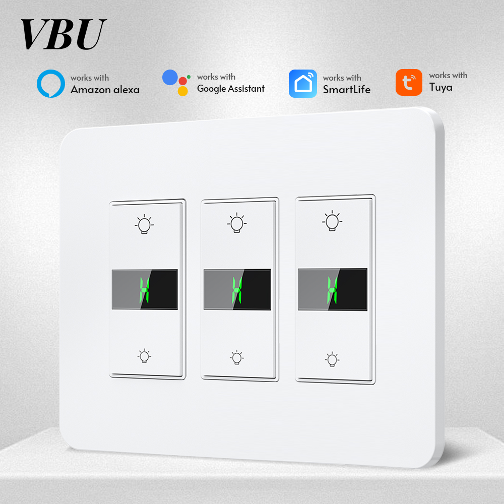 VBU Tuya WiFi US Smart Dimmer Switch Light Need Neutral Wire Touch Voice Control Lamp Switch Work with Alexa Home lightify