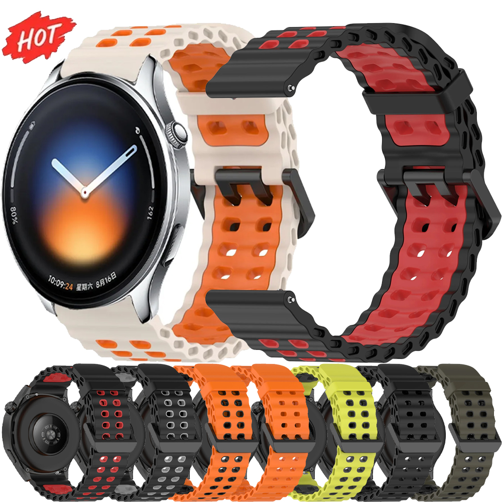 22mm Silicone Ocean Band For Xiaomi Watch 5 S4-3-2 Breathable Bracelet Wristband For OPPO Watch X X2 S/Realme Watch 5 S 3 2 Belt