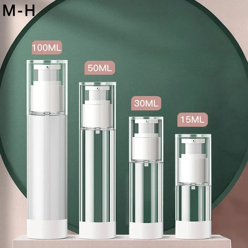 Airless Pump Bottles for Creams & Lotions, 15ml/30ml/50ml/80ml/100ml, Transparent Travel-Friendly Dispensers