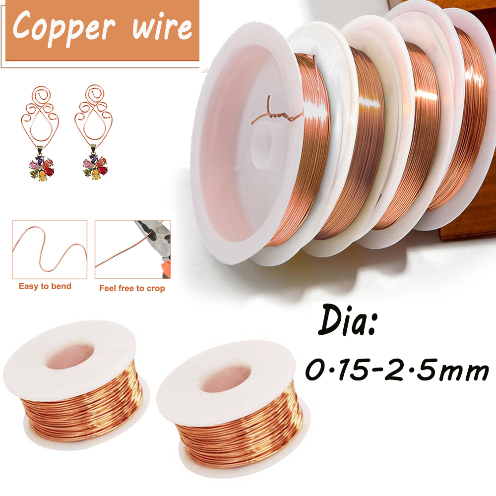 Pure Bare Coppers Wire 0.1mm-5mm Soft DIY Craft Wire 1-10M Conductive Coppers Coil for Electrics Jewelry Making