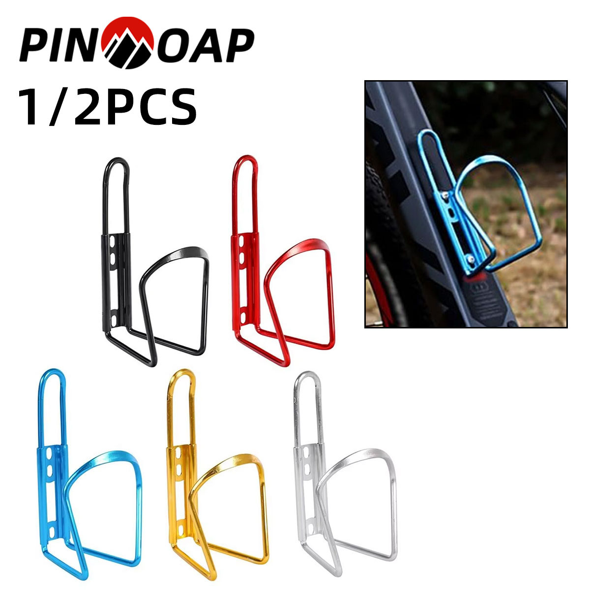 PINMOAP 1/2PCS Durable Aluminum Alloy Bicycle Water Bottle Rack For Stable Installation Suitable For Various Bottle Sizes