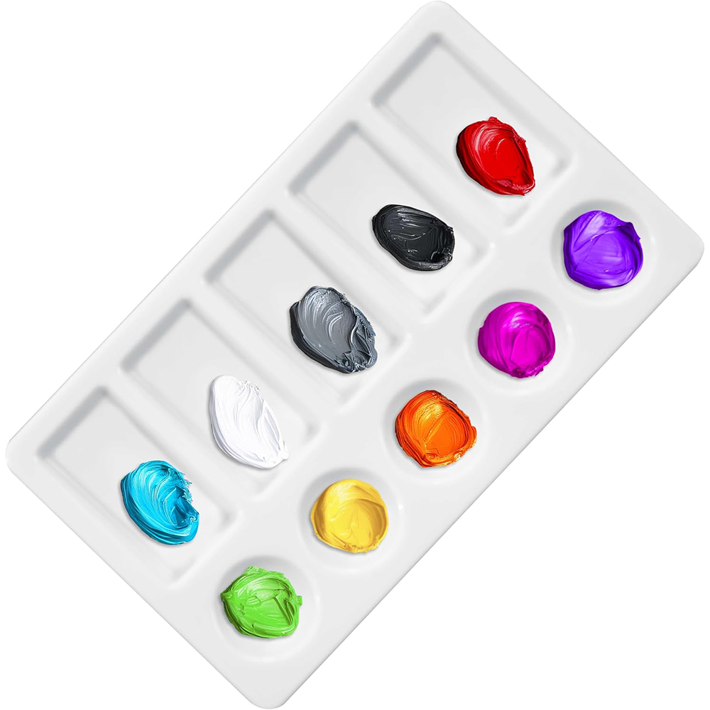 1/2/6pcs Watercolor Paint Palette 10 Wells Rectangle Artist Paint Palette Mixing Tray for Watercolor Gouache Acrylic Painting