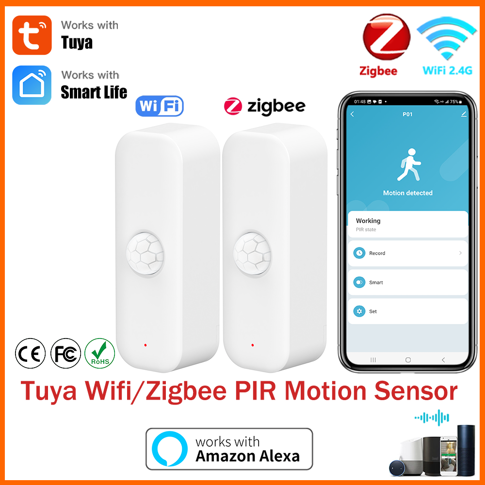 Tuya PIR Sensor WiFi Zigbee Smart Motion Detector APP Remote Control Workwith Yandex SmartLife Alexa