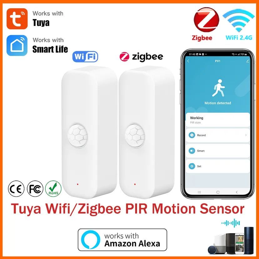 Tuya Zigbee WiFi PIR Motion Sensor APP Remote Control via SmartLife Works With Home Yandex Alexa