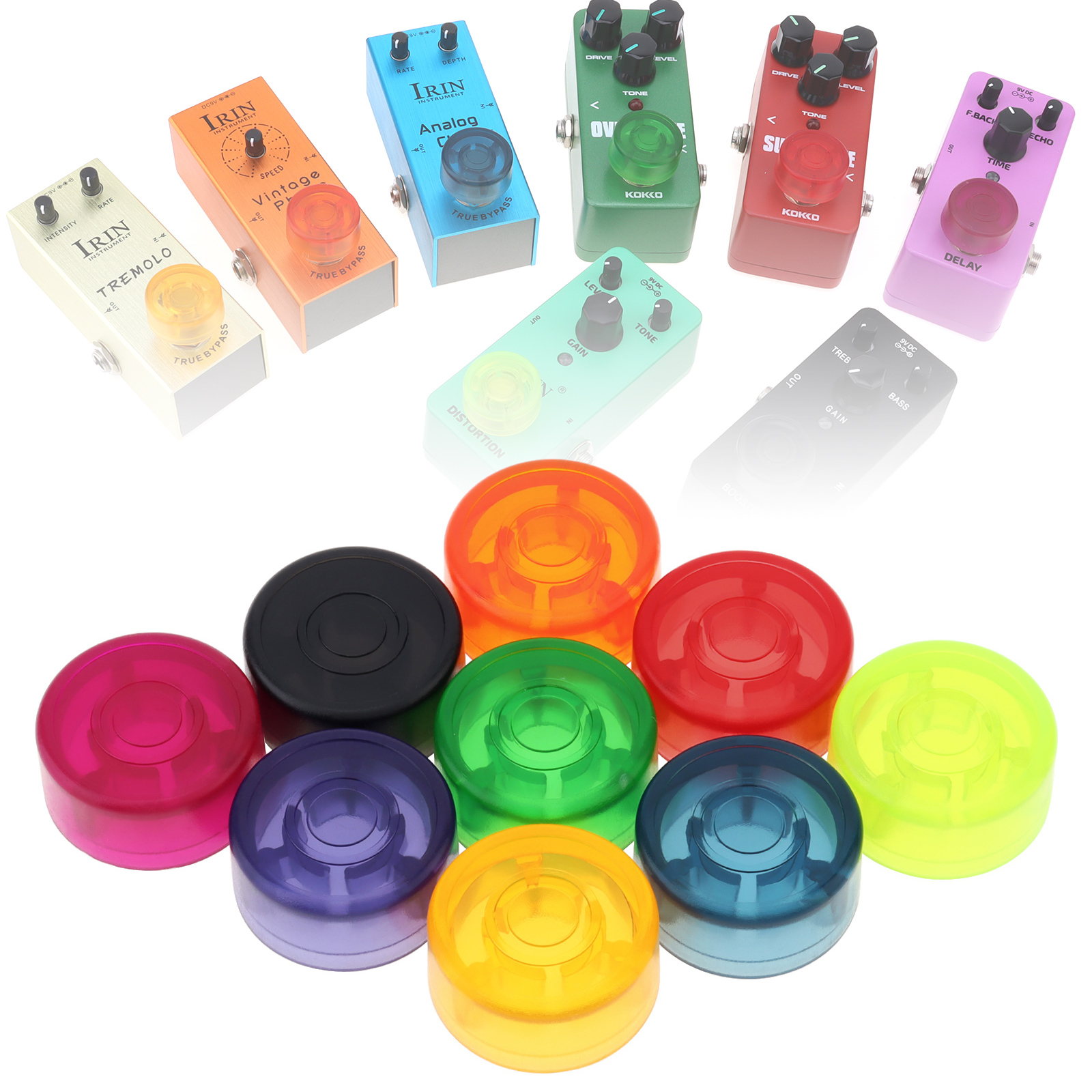 1pc / 18pcs / 20pcs / 24pcs Plastic Lightweight Guitar Effect Pedal Foot Switch Protection Cap, Colorful Pedal Foot Nail Cap
