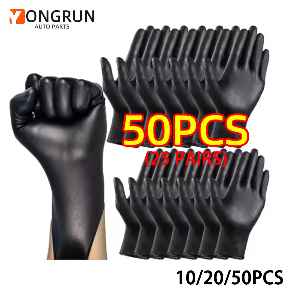 20/50/100PCS Disposable Black Nitrile Gloves Household Use No Messy Hands Kitchen Gloves Tattoo Hairdressing Cleaning Tools