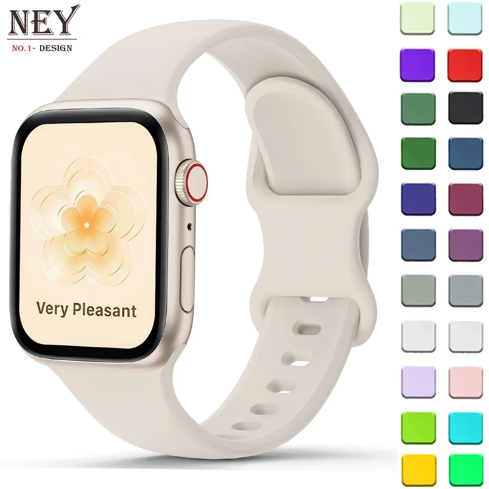Silicone Straps For Apple Watch Band 44mm 40mm 45mm 42-46-41mm original 1:1 bracelet iwatch series 8 7 10 3 4 5 6 9 ultra 2 49mm