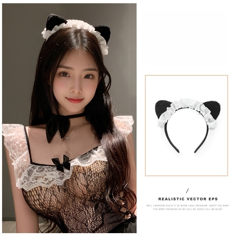1PC Cat Ear Headband - Soft Girl Sweet and Cute Hair Accessory, Maid Headwear