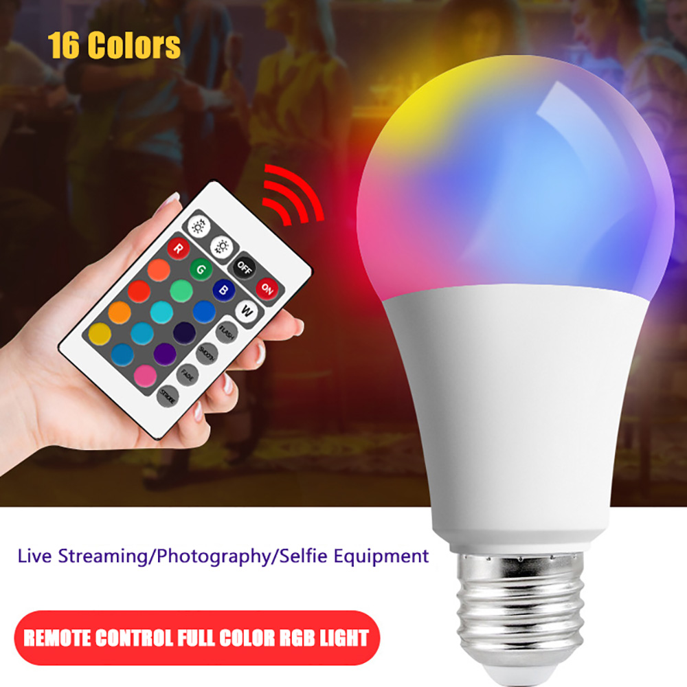 RGB LED Spotlight Bulb with Remote Control, 16 Million Colors, AC 220-230V, E27 Base, Color Changing, Dimmable, for Home Decor