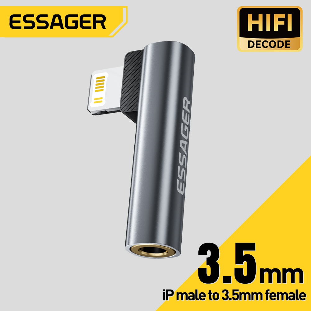 Essager L-shape Type-C to 3.5mm Jack Audio Adapter for iPhone 16 15 Lightning to 3.5mm Headphone Adapter for iPhone14 13 nike ja 3