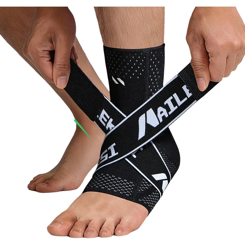 1Pc Adjustable Ankle Brace with Stabilizer Strap Breathable Knit Ankle Support Running Basketball Ankle Guard for Women Men