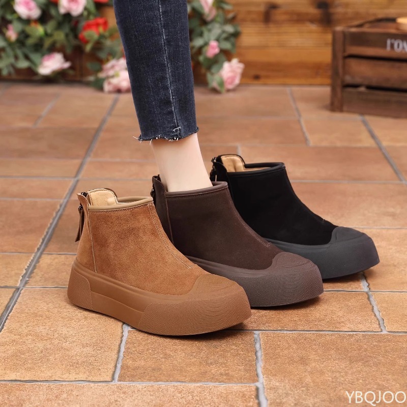 Fashion Winter Velvet Padded Warm Thick Soled New Women'S Snow Boots Zipper Short Boots Wearing Cotton Shoes