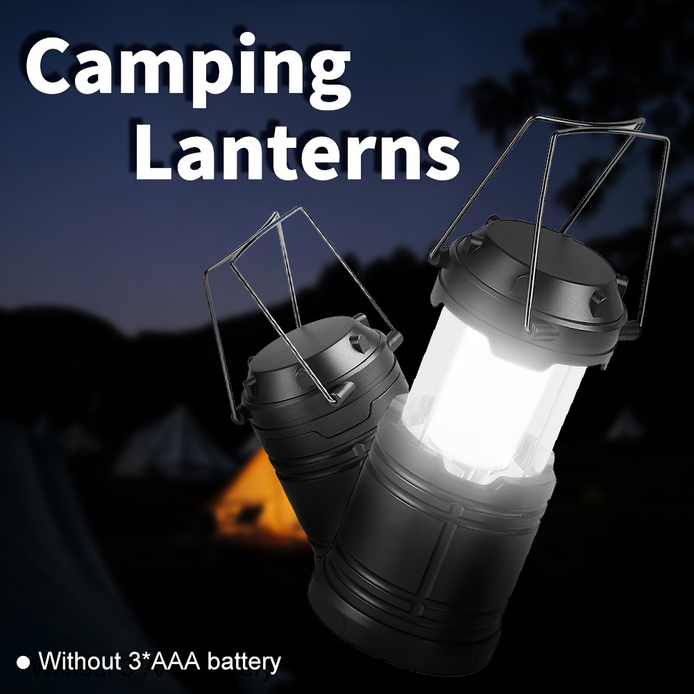 Portable Camping Lantern - 3×AAA Battery Powered LED Tent Light for Outdoor Hiking, Camping, Emergency & Home Use - Compact Fold