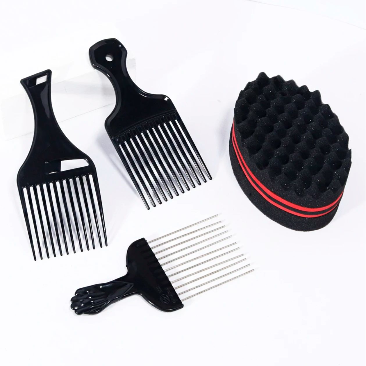 2pcs styling set, plastic wide toothed comb, professional hair accessory sponge brush,special for real hair