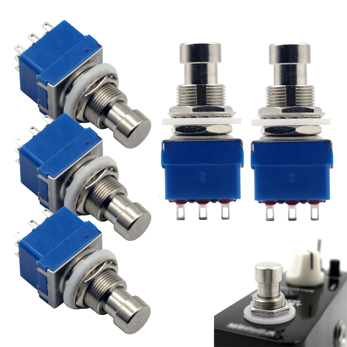 Miwayer 5/10Pcs 3PDT Footswitch Latching Stomp Switch-9 Pin True Bypass,Heavy Duty Metal for Guitar Pedal&Amplifier Replacement