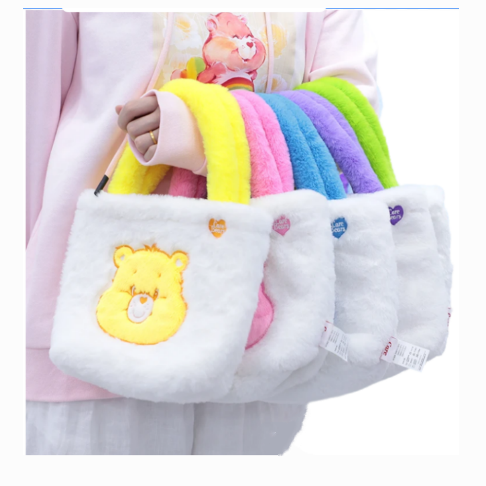 Care Bears 25cm Cute Plush Handbag Large Capacity Makeup Storage Tote Coin Purse Kawaii Cartoon Bag Ideal Birthday for Girl