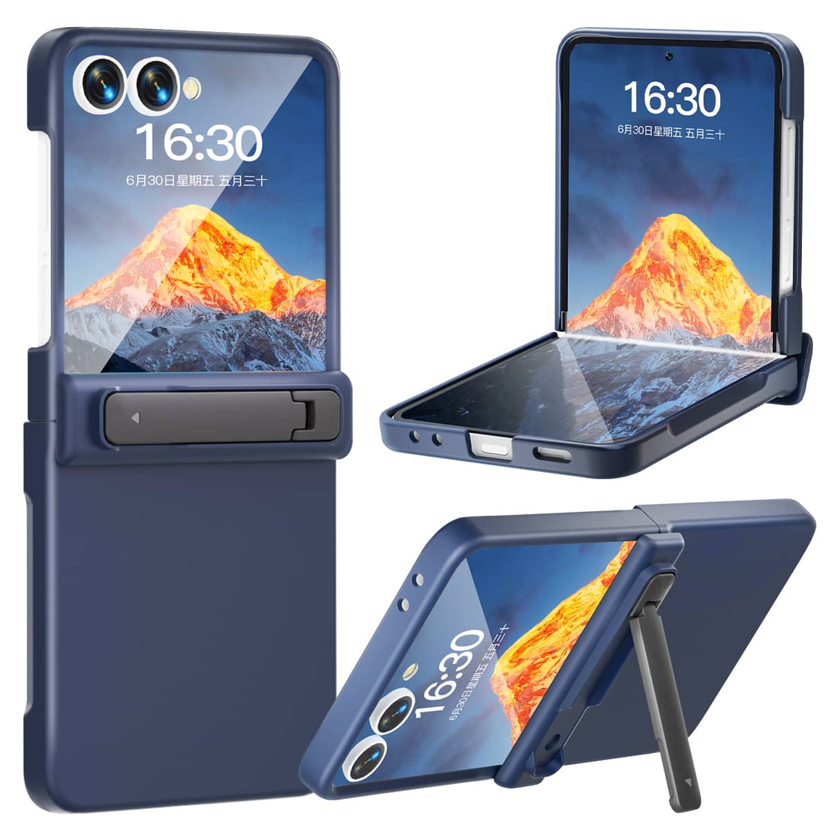 For Z Flip 7 Flip 8 Case with Built-in Screen Protector Kickstand Hinge Protection, Hard PC Slim Shockproof Cover