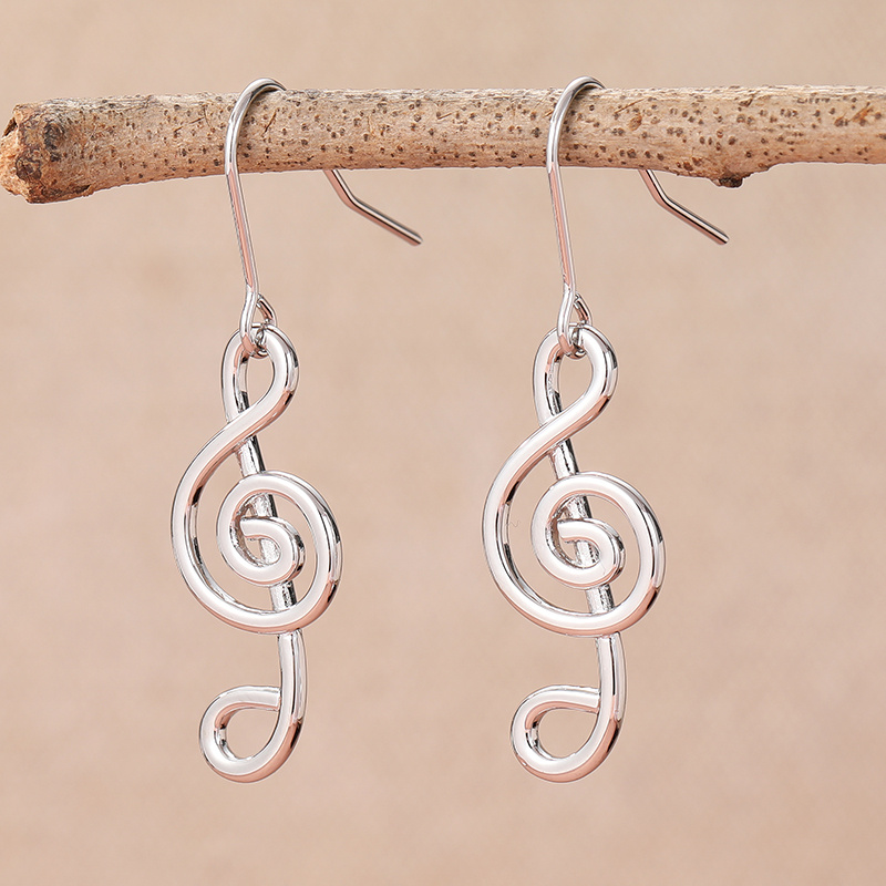 Creative Silver Plated Romantic Music Note Drop Earrings For Women Personality Cute Daily Earrings Fashion Party Wedding Jewelry