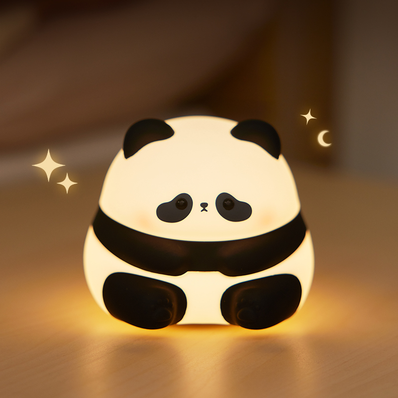 Cute Panda Night Light USB Rechargeable Bedside Sleeping Night Light Soft LED Squishy Panda Lamp Creative for Kids