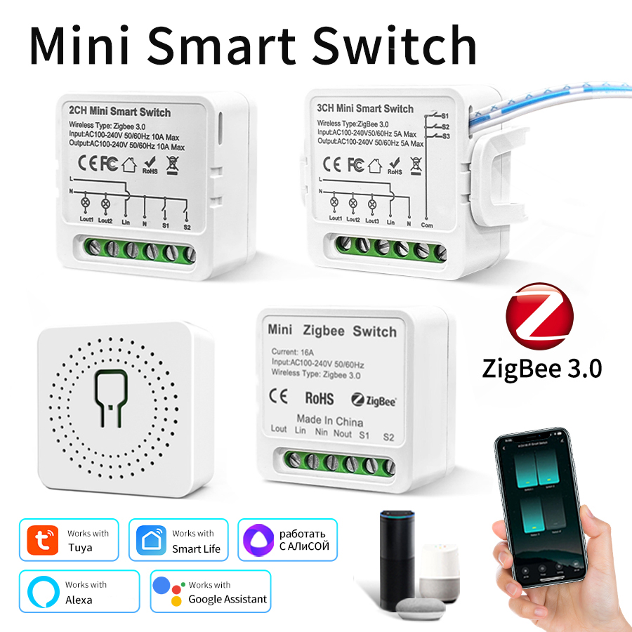 MOES Smart Curtain Switch Module Tuya WiFi ZigBee Mini Type for Rocker Reset Switch Remote APP Control Alexa Home