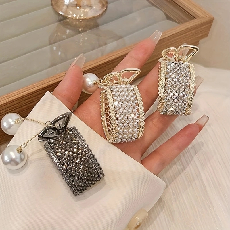 1PC zinc alloy rhinestone high ponytail headdress, high-end simple hair accessories, cute temperament elegant tassels, suitable